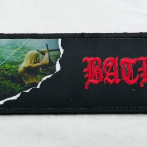 Нашивка за фенове на Bathory с червено лого и войн.