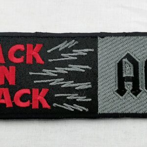 Текстилна нашивка ac dc back in black с червена бродерия и сива светкавица