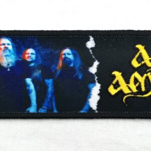 Хоризонтална нашивка за дрехи Amon Amarth с лого и снимка.