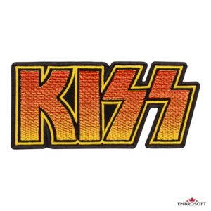 Бродирана нашивка KISS лого с огнени букви за рок якета