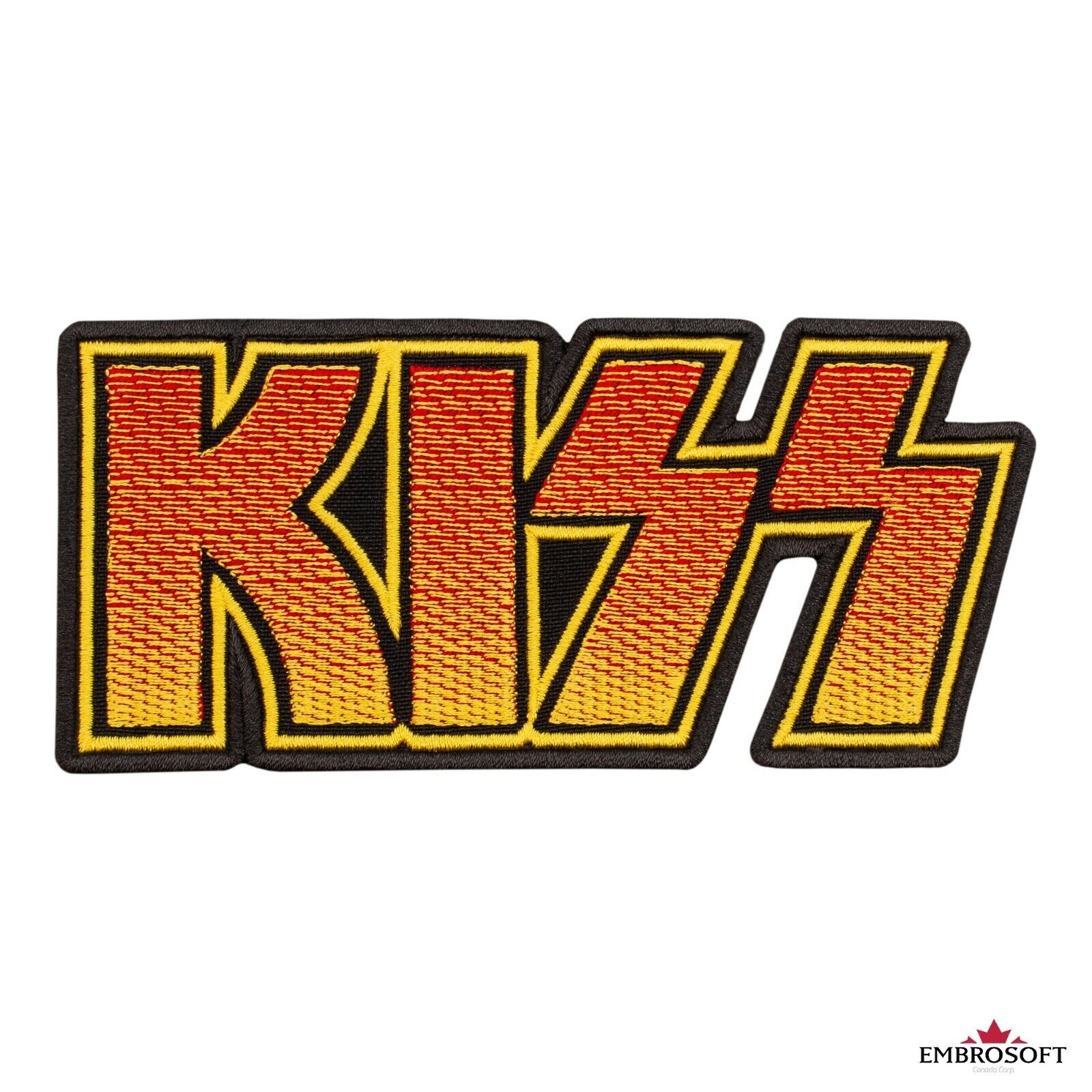 Бродирана нашивка KISS лого с огнени букви за рок якета