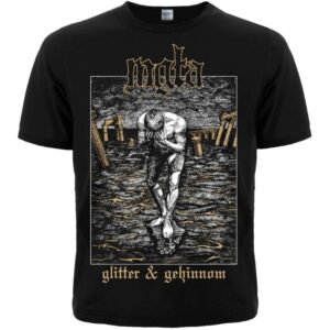 Черна Метъл тениска Mgła - Glitter & Gehinnom със златисто лого и фигура в руини