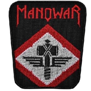 Бродирана нашивка Manowar с червено-бяла емблема на чук