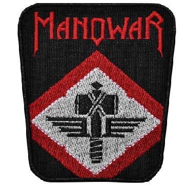 Бродирана нашивка Manowar с червено-бяла емблема на чук