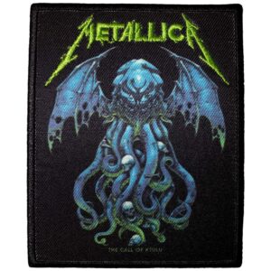 Квадратна нашивка Metallica The Call of Ktulu със синьо-зелен дизайн на чудовището Ктулу.