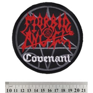 Кръгла червена бродирана нашивка на Morbid Angel Covenant за метъл яке.