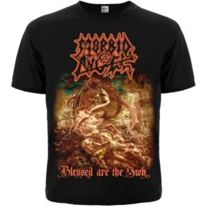Черна метъл тениска Morbid Angel - Blessed are the Sick с оранжево лого и класически арт