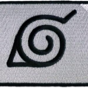 Бродирана нашивка Naruto с черно лого на Коноха върху сив фон.
