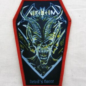 Нашивка Nifelheim Devil's Force във форма на ковчег с демон и червен кант.