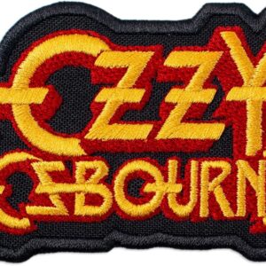 Оригинална нашивка на Ozzy Osbourne с жълто лого и червен контур за рокерско яке.