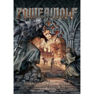 Плакат за стена Powerwolf с готическа катедрала и фигура в расо от The Monumental Mass