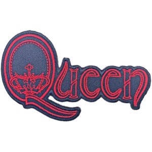 Бродирана нашивка Queen с корона в червено и синьо за рок яке.