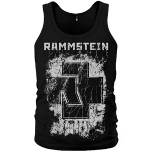Мъжки черен потник от памук с голямо бяло лого на Rammstein