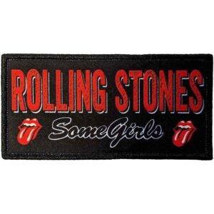 Нашивка на Rolling Stones с червен надпис и малки лога с езика