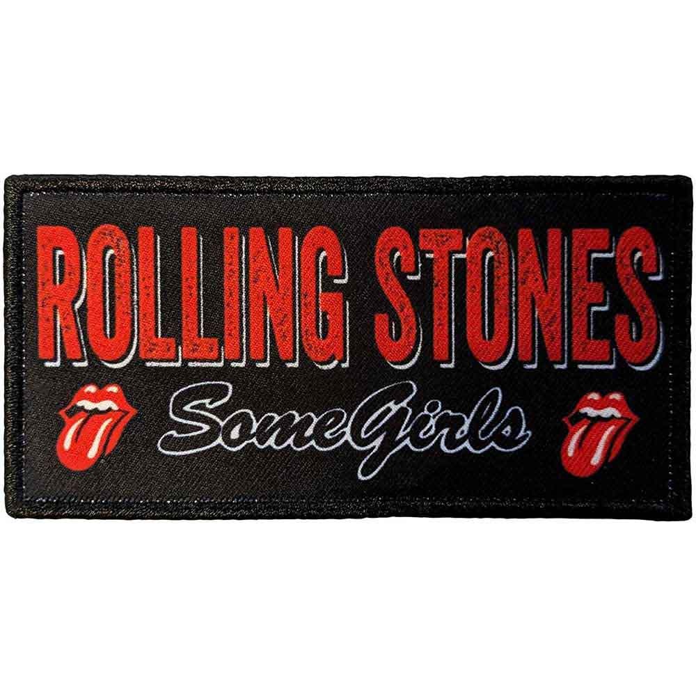 Нашивка на Rolling Stones с червен надпис и малки лога с езика