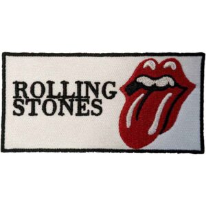 Бродирана нашивка на Rolling Stones с червено лого на бял фон