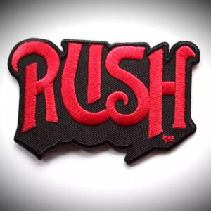 Бродирана червена нашивка Rush с класическо лого за фенове.