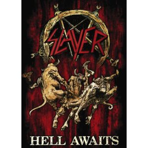 Плакат за стая Slayer с демони и пентаграма от обложката на албума Hell Awaits
