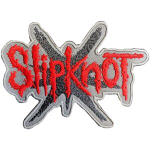 Нашивка Slipknot X – червено лого върху назъбен сив X-символ
