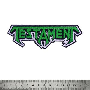 Бродирана нашивка Testament с логото в зелен и бял цвят