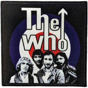 Квадратна оригинална нашивка The Who с логото на мишената и лицата на музикантите.