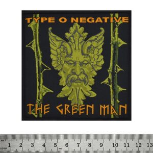 Оригинална нашивка Type O Negative The Green Man с везана бродерия в зелено и оранжево.