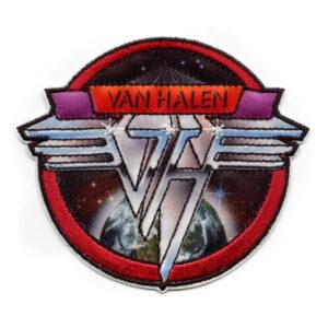 Бродирана кръгла нашивка Van Halen с лого диамант и космически фон.