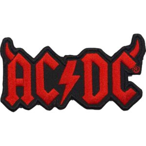Бродирана нашивка AC/DC Класическо Лого с червена светкавица и рога.