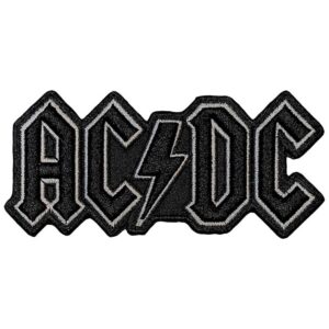 Бродирана нашивка AC/DC черно лого с бял контур и мълния