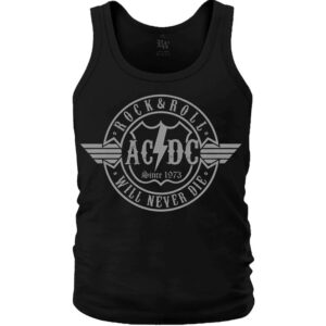Черен мъжки потник AC/DC Rock & Roll Will Never Die лице