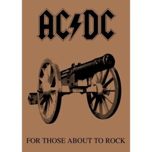 Плакат за стена AC/DC с оръдие на бронзов фон от обложката на For Those About To Rock