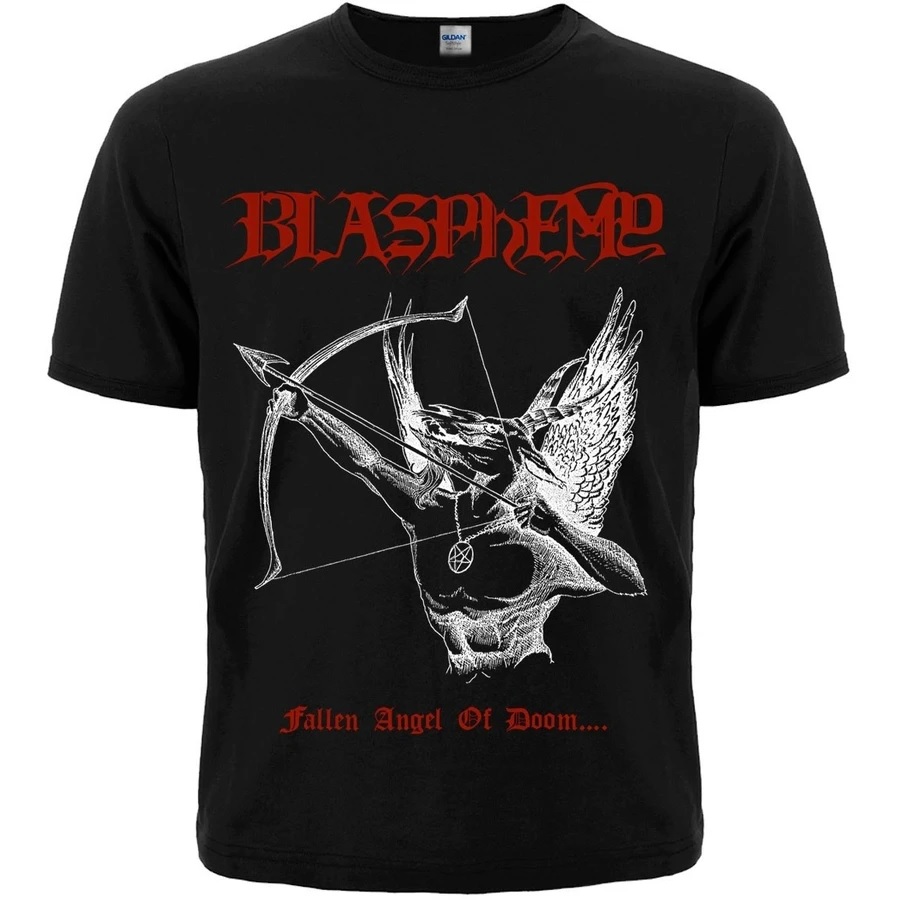 Черна метъл тениска на Blasphemy с обложката на Fallen Angel of Doom
