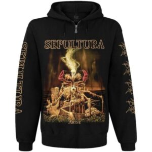 Черен суичър с цип Sepultura Arise с детайлна щампа