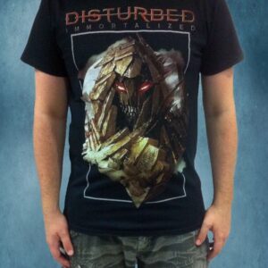 Мъжка черна музикална тениска Disturbed с каменния лик на The Guy от албума Immortalized