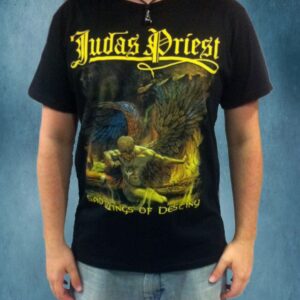 Черна метъл тениска Judas Priest с цветен принт на албума Sad Wings of Destiny