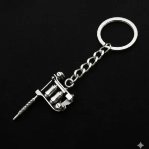 Ключодържател от медицинска стомана във формата на детайлна миниатюрна машина за татуировки