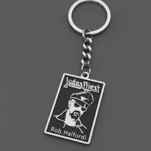 Метален ключодържател Judas Priest с портрет на Роб Халфорд от стомана 316L