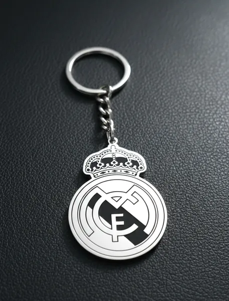 Сребрист метален ключодържател Real Madrid с корона от медицинска стомана