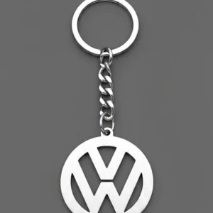 Сребрист метален ключодържател Volkswagen с лазерно изрязано лого от медицинска стомана