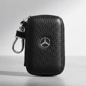 Черен кожен калъф за ключове с лого на Mercedes-Benz