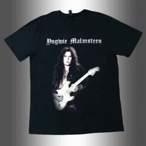 Черна рок тениска Yngwie Malmsteen с портрет на китариста