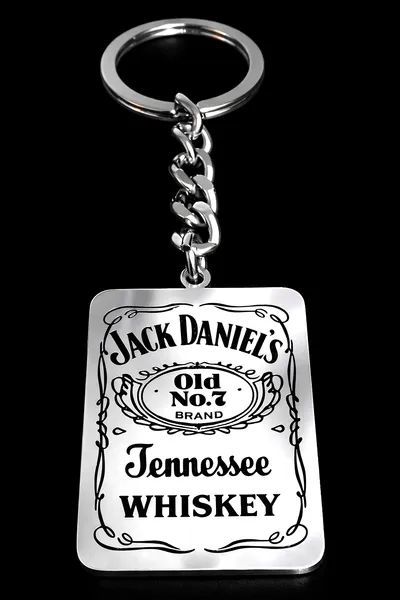 Сребрист метален ключодържател с форма на бутилка Jack Daniel's от медицинска стомана