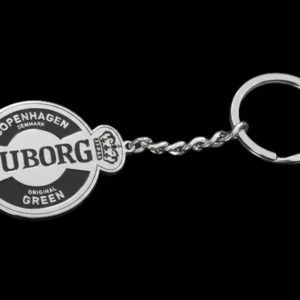 Метален ключодържател с логото на бира Tuborg и здрава халка