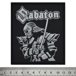 Правоъгълна нашивка на Sabaton с избродиран самурай Shiroyama в сиво и черно.