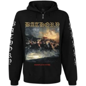 суичър Bathory Blood Fire Death с цип и качулка предна част с графичен принт