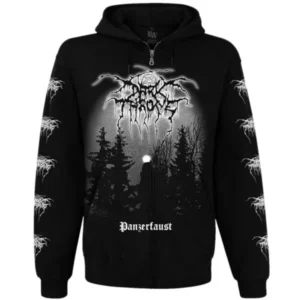 суичър Darkthrone Panzerfaust с цип и качулка предна част с горска графика