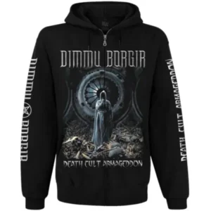 черен суичър с цип и качулка Dimmu Borgir и графики отпред