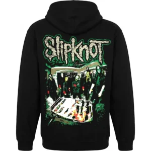 Задна част на суичър с цип Slipknot с групата и Nonagram символ