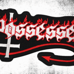 Голяма бродирана нашивка Possessed с лого, пламъци и обърнат кръст