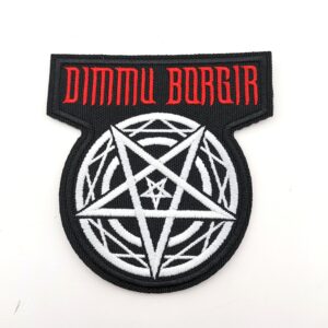 Бродирана нашивка Dimmu Borgir с бял пентаграм за метъл фенове.
